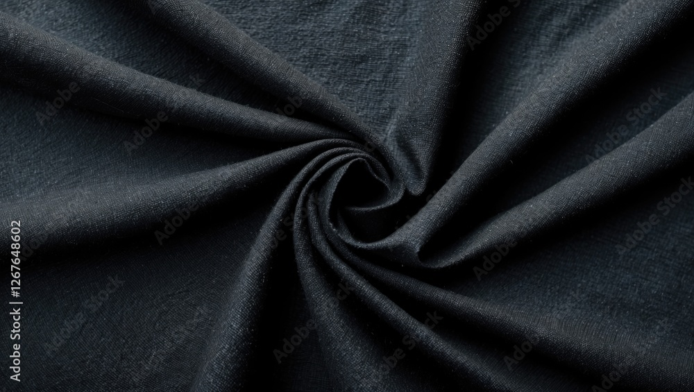 Poster black fabric textile texture with smooth swirling pattern on dark background showcasing elegant and 
