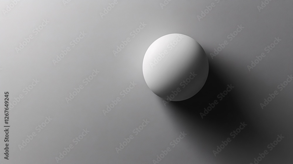 Aufkleber a minimalistic image featuring a white sphere casting a soft shadow on a light gray surface, evoking