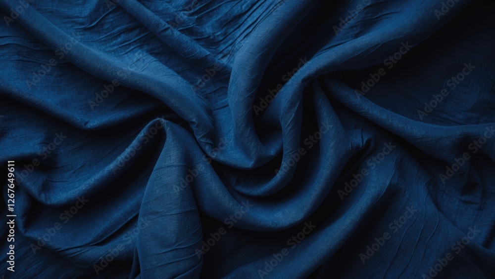 Poster elegant dark blue textile background with soft waves and texture for design and creative projects.