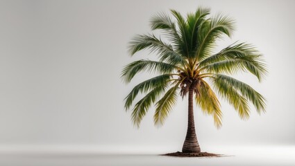 Fototapeta premium Tropical Coconut Tree Isolated on Bright White Background Ideal for Nature and Vacation Themes