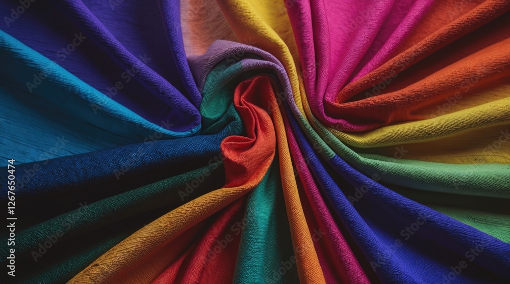 Poster vibrant multi-colored textile fabric swirl pattern for creative background use