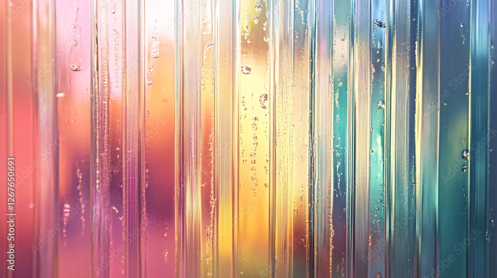 Poster a colorful, abstract image of vertical lines with a blurred background, featuring a blend of gradien