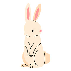 Cute sitting bunny isolated on white background. flat illustration.