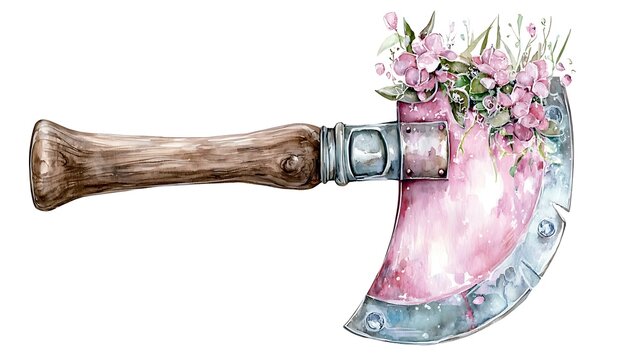 A chibi garden adze with a curved blade, ready to hollow, isolated on a white background