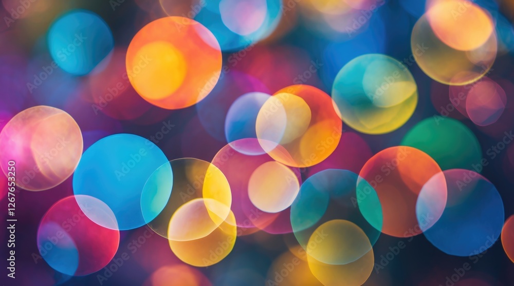 Aufkleber vibrant abstract bokeh circles in a variety of colors creating a dreamy festive background ideal for
