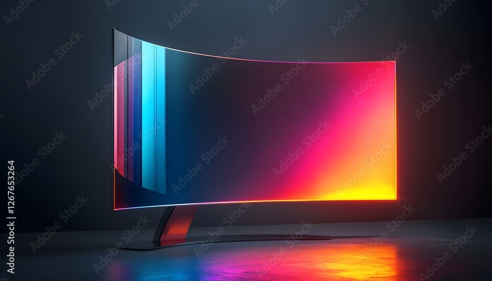 Poster curved monitor colorful display reflection