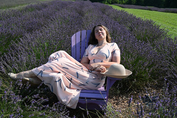 beautiful young woman in lavender field