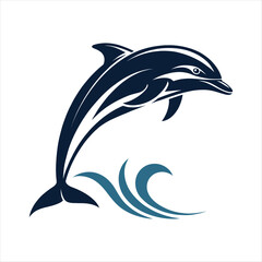 dolphin silhouette vector clip art logo design © btb