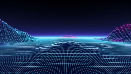 wireframe landscape perspective grid background