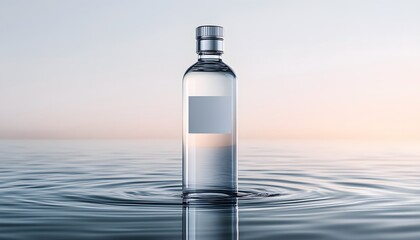 Water Bottle In Water Ripples