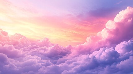 A serene sky filled with soft, colorful clouds at sunset, blending hues of pink, purple, and orange.