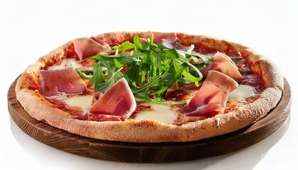 pizza with prosciutto cheese and arugula