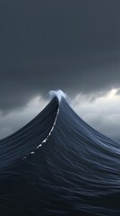 Majestic ocean wave peaks stormy skies