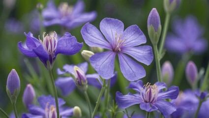 Cyanthilium Cinereum Purple Flowers in Bloom Capturing the Delicate Beauty of Little Ironweed in a Lush Garden Setting