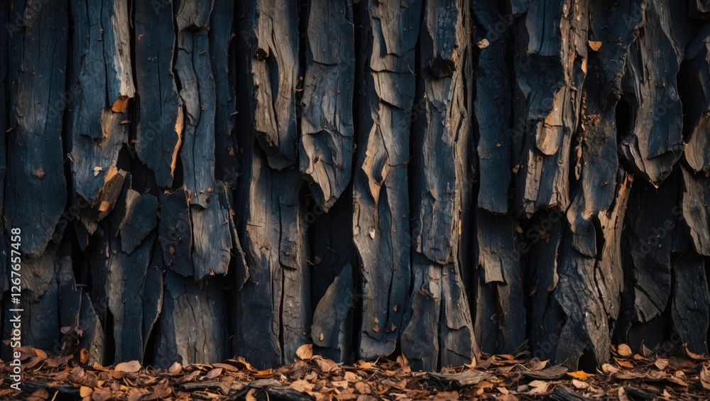 Aufkleber textured dark bark background with fallen leaves creating a natural and rustic atmosphere suitable f