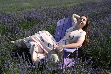 beautiful young woman in lavender field