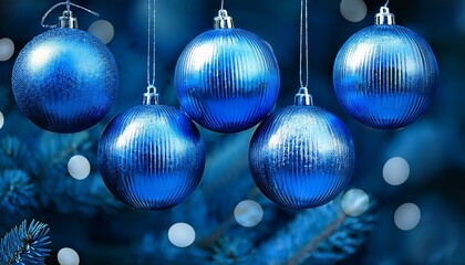 photo of blue christmas balls at spruce color of the year 2020