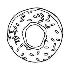 a black and white drawing of a donut with sprinkles for coloring pages