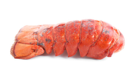 Tail of boiled lobster isolated on white