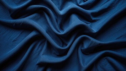 Fototapeta premium Elegant dark blue abstract fabric background featuring soft flowing waves and rich texture for design and artistic applications.