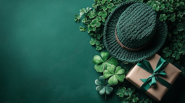  Green St. Patrick's Day Hat on Green Background