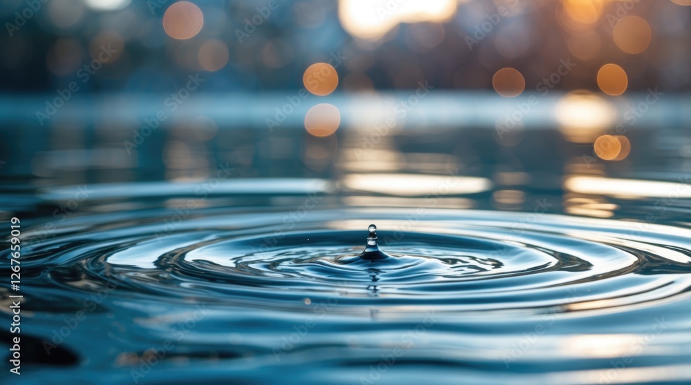 Aufkleber ripples on tranquil water surface with a soft blurred background and shimmering light reflections in