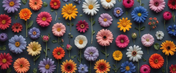 Vibrant Floral Arrangement with Colorful Flowers and Negative Space for Text Overlay Ideal for Spring Promotions and Greetings