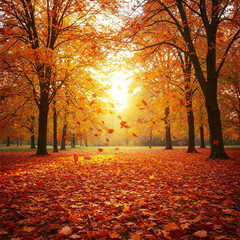 autumn trees in the park. autumn alley in the park. Beautiful autumn landscape with. Colorful foliage in the park. Falling leaves natural background.
