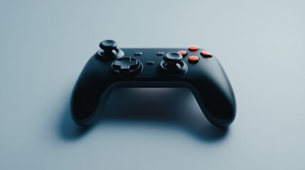 black wireless game controller on light blue surface