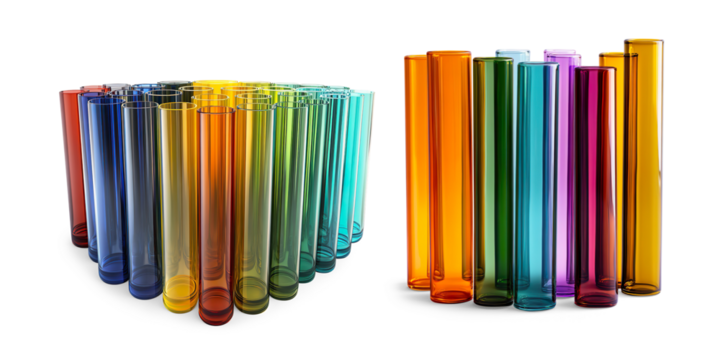 Colorful Gradient Glass Cylinders on a Transparent Background - Powered by Adobe