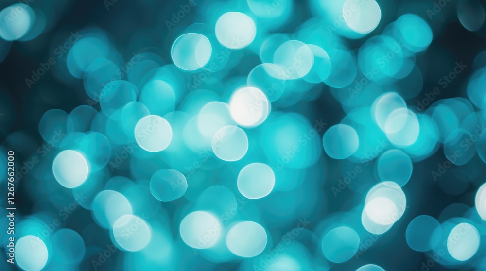 Poster aquamarine bokeh background with defocused lights creating a serene and dreamy atmosphere perfect fo