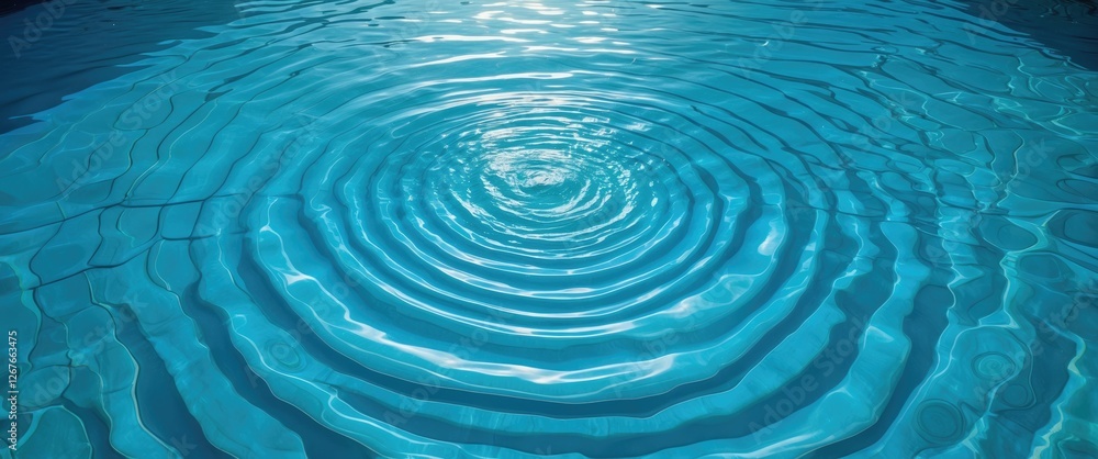 Poster rippling blue water surface in swimming pool with space for text and message suitable for use in des