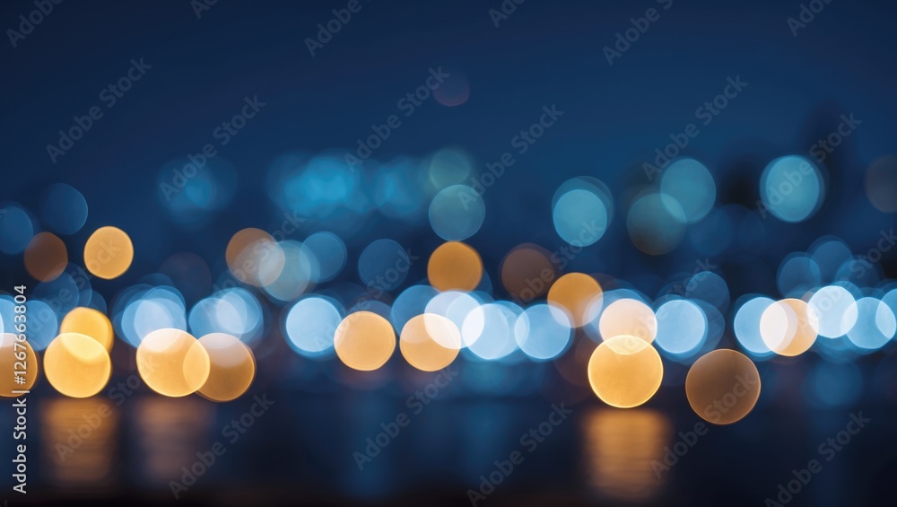 Poster nighttime bokeh lights with blurred colorful circles creating a dreamy urban atmosphere for design a