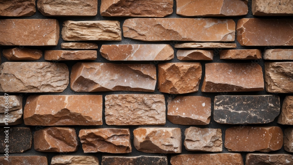 Poster brown stone wall texture ideal for creating rustic backgrounds in design or architectural projects