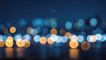 Nighttime Bokeh Lights with Blurred Colorful Circles Creating a Dreamy Urban Atmosphere for Design and Background Use