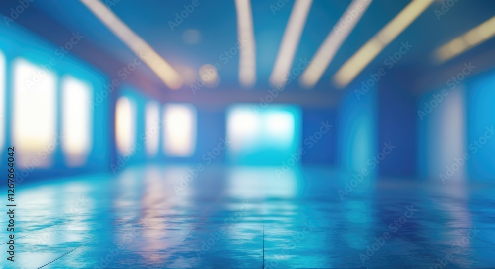 Aufkleber serene abstract indoor background featuring soft blue tones and blurred reflections creating a tranq