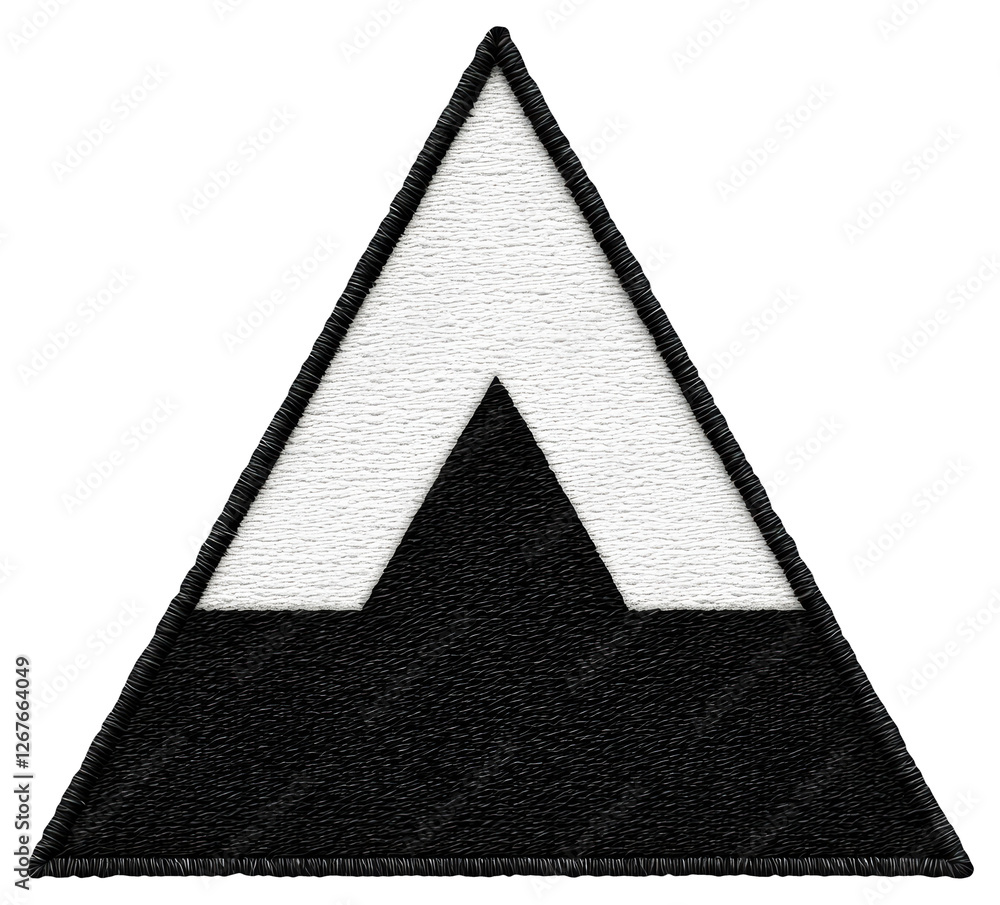 Poster abstract geometric symbol in black and white with a triangle shape on a transparent background