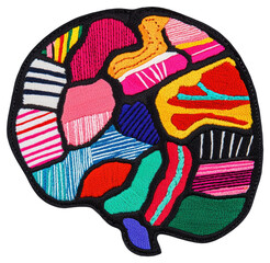 Fototapeta premium Abstract Colorful Brain Patch with Geometric Patterns on Transparent Background
