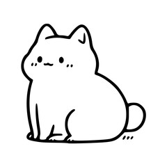 a black and white drawing of a cute cartoon cat character