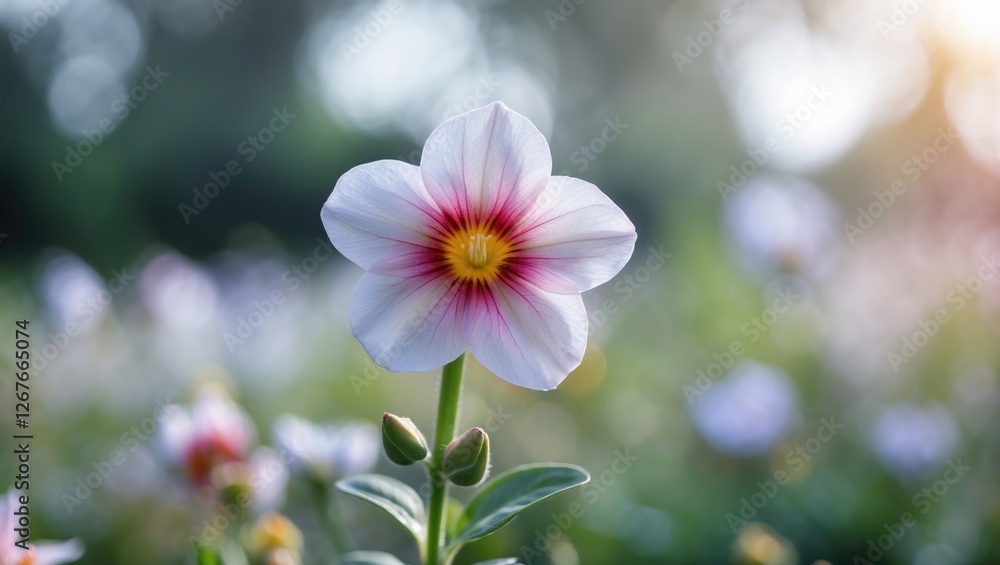 Aufkleber delicate flower close-up with soft blurred background and space for text in nature-inspired setting