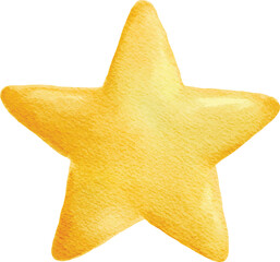 watercolor hand drawn yellow gold star illustration isolated on white background. perfect for baby and kid decoration, card, fabric, and print