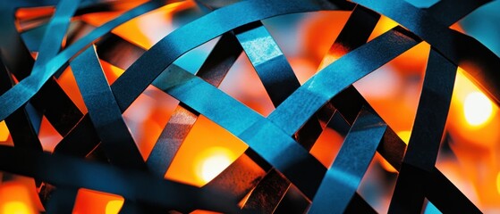 Intricate Metalwork: A Symphony of Blue and Orange Hues