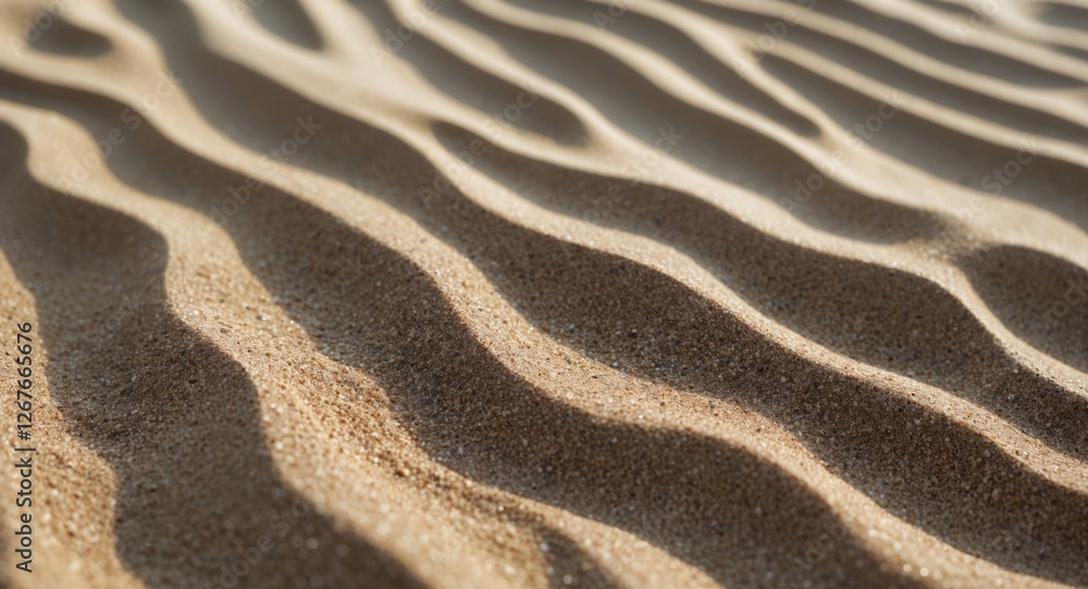 Aufkleber textured pattern of golden sand on a sunny beach creating gentle waves with natural shadows in a ser