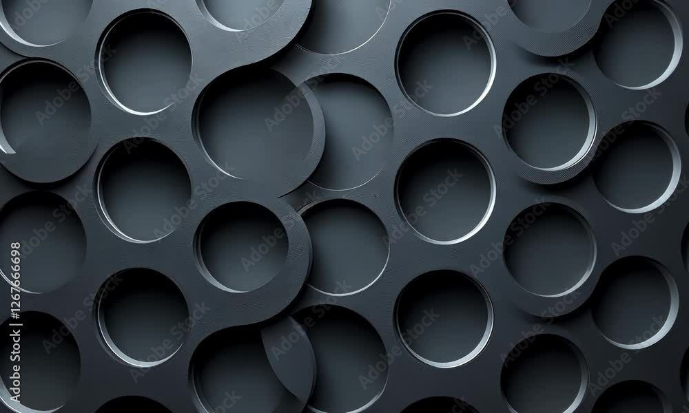 Poster background with black circle pattern on dark grey texture.