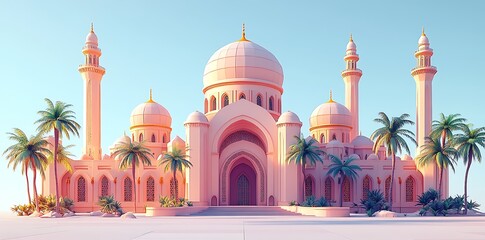 3d illustration of an exquisite mosque building.