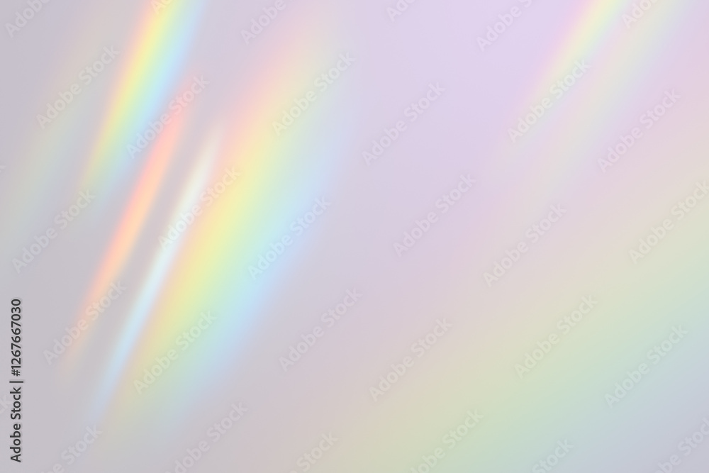 Poster Soft iridescent light streaks on a pastel gradient background. 3D Rendering