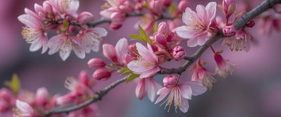 Fototapeta premium Delicate Pink Maple Blossoms in Springtime Macro Shot Capturing Natural Beauty and Serenity of Floral Blooming Nature.
