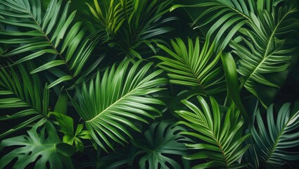 Lush Green Tropical Leaves Texture for Nature Background and Decoration Concepts