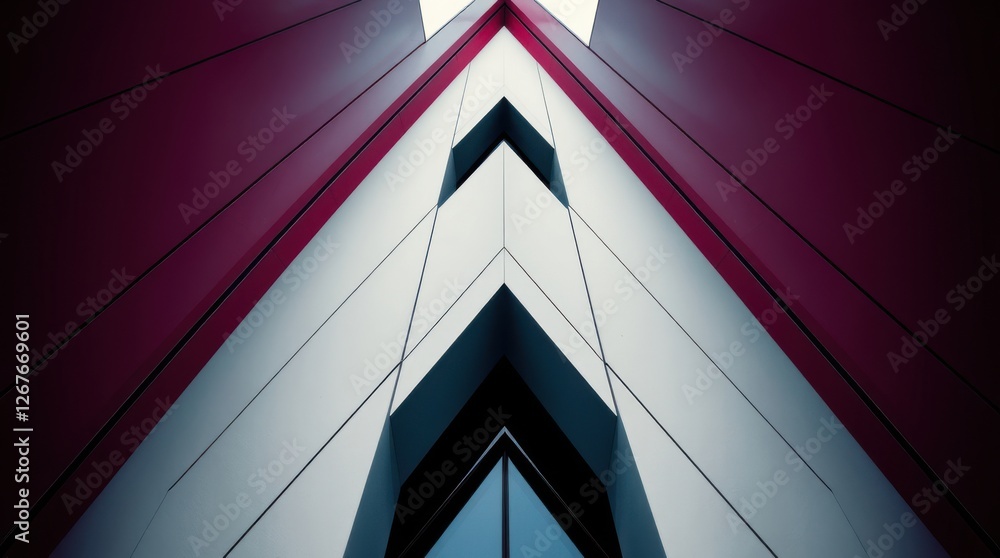 Poster angular architecture: converging planes create a visually striking geometric abstraction of a buildi