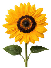 Obraz premium Bright Yellow Sunflower Blossom Isolated on Transparent Background in Detailed Macro
